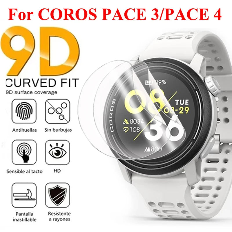 For Coros Pace 3 Screen Protector Soft Hydrogel Film For COROS PACE 4 Smartwacth Screen Protector 9D Curved TPU Protective Film