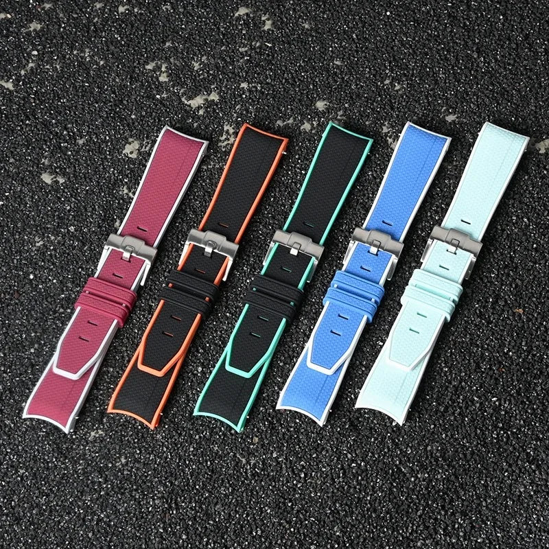 Curved End Strap for Omega X Swatch Joint MoonSwatch Planet 20mm Silicone Quick Release Watch Band Bracelet for Speedmaster