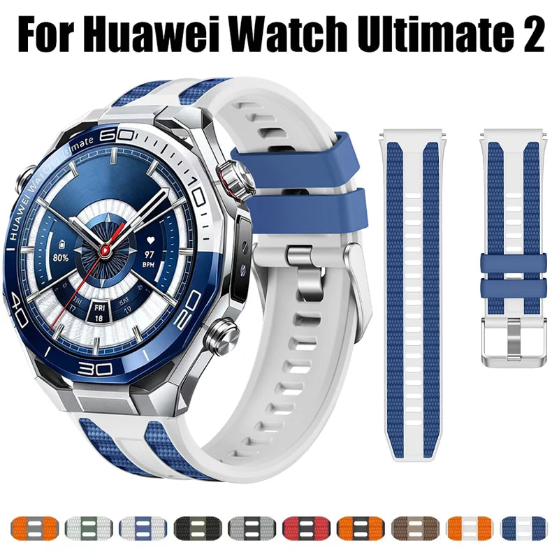 Universal 22mm Silicone Two-color Strap For HUAWEI Watch Ultimate 2/GT 6 Pro Band For WATCH 5 4/GT 5 4 46mm Bracelet Watchband