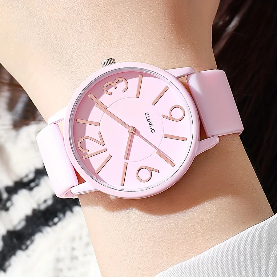 Fashion Arabic Dial Women's Quartz Watch Minimalist Silicone Strap Casual Wristwatch for Girls Students Reloj Mujer