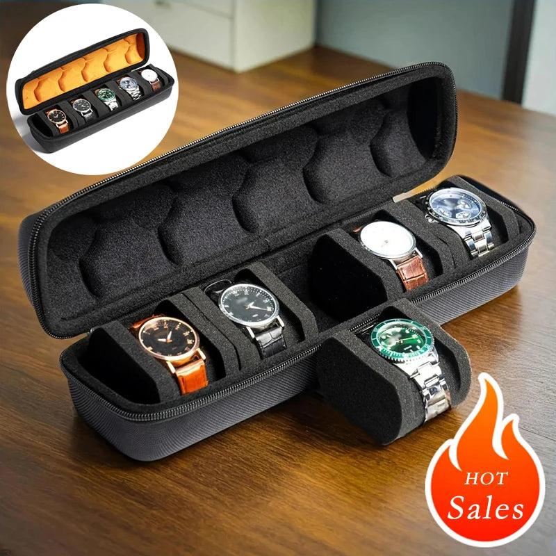 Watch Box Organizer for Men,Watch Travel Case Portable Storage Watch Display Holder for Wristwatches with anti-Move Watch Pillow