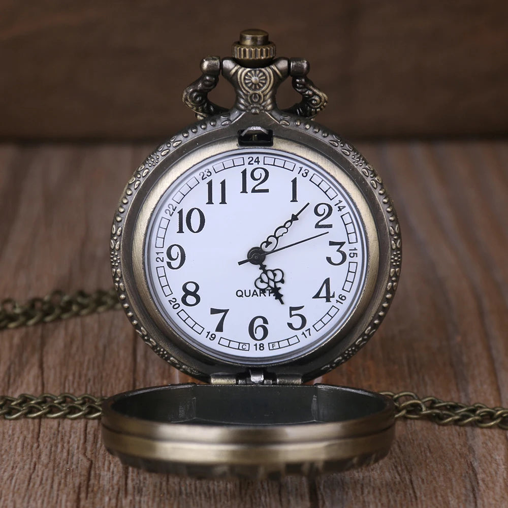 Vintage Bronze Hollow Tree of Life Design Quartz Pocket Watch, with Necklace Chain, Exquisite Timepiece Gift for Women Men