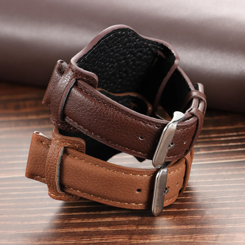 Vintage Leather Watch Strap 18mm 20mm 22mm for Omega for Seiko Universal Bracelet Replacement for Women Men Band Accessories